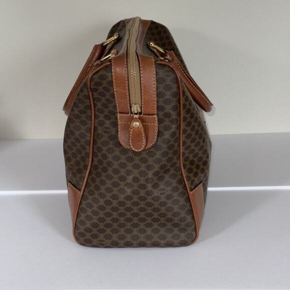 Vintage CELINE Macadam Large Boston Travel Bag Brown Coated Canvas Leather Italy - Picture 5 of 16